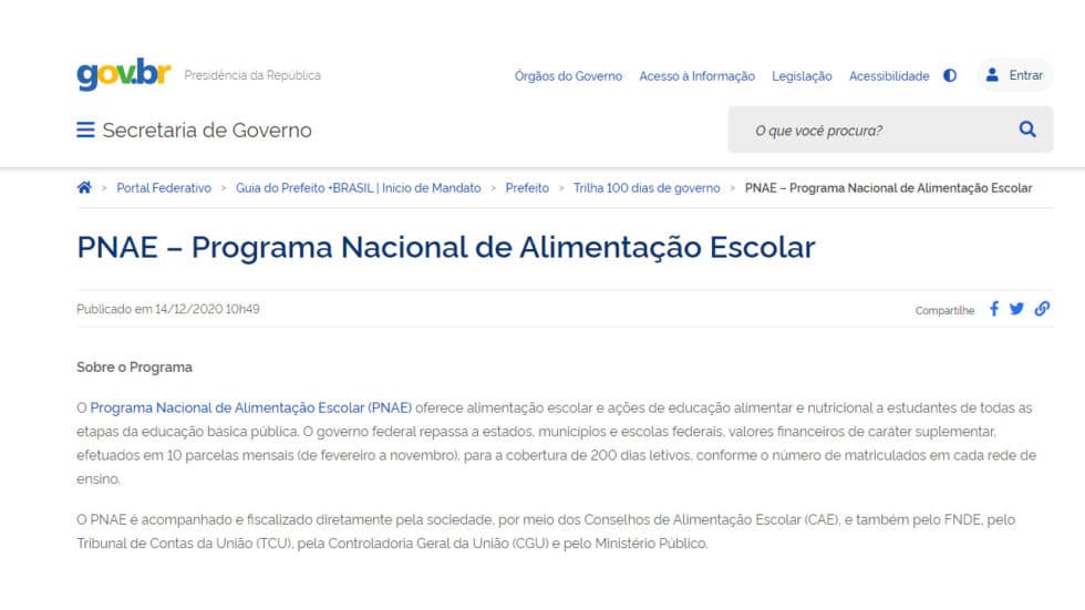 PNAE Programa Nacional de Alimentação Escolar Meio Ambiente nas Escolas